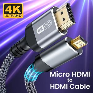 마이크로 HDMI to HDMI 케이블, 고속 4K @ 60hz 풀 HDMI to 마이크로 HDMI 어댑터, 고프로 히어로 스포츠 카메라 파이 4 와 호환 가능