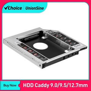 UnionSine 9.0 9.5 12.7mm HDD 캐디 SATA 2.5 용 3.0 노트북 CD DVD-ROM Optibay 용 SSD 케이스 하드 디스크 드라이브 어댑터