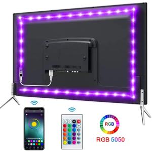 RGB 5050 LED 스트립 조명, 리모컨 LED 테이프, 유연한 RGB 리본, 홈 룸 장식, TV 조명