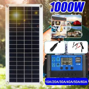 태양열 패널, 12V 태양 전지, 10A-100A 컨트롤러, 휴대폰 RV 자동차 MP3 패드 충전기, 야외 배터리 공급, 1000W