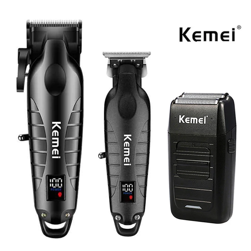 Kemei 남성용 헤어 클리퍼 키트, 전기 면도기, 헤어 트리머, 전문 커팅 머신, KM-2290, KM-2293, KM-1102