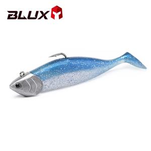 BLUX BLOD SHAD 80mm 105mm 소프트 낚시 루어 지그 헤드 블랙 테일 미노 인공 실리콘 미끼, 바다 농어 스윔 베이트 기어