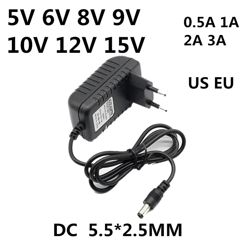 범용 전원 어댑터 공급 충전기 어댑터, LED 조명 스트립용 Eu Us, AC 110-240V, DC 5V, 6V, 8V, 9V, 10V, 12V, 15V, 0.5A, 1A, 2A, 3A