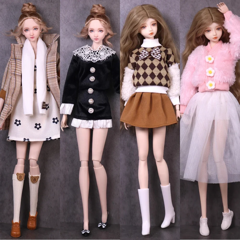 긴 소매 스웨터 코트, 원피스 양말 신발, 인형 액세서리, 의류 세트, 30cm xinyi Fr ST blythe barbie 인형, 새로운 디자인