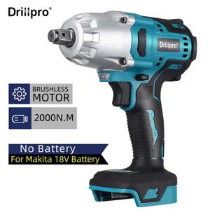 Drillpro 브러시리스 전기 임팩트 렌치, 마키타 18V 배터리용, 1/2 인치 무선 렌치 드릴, 높은 토크 전동 공구, 2000N.M