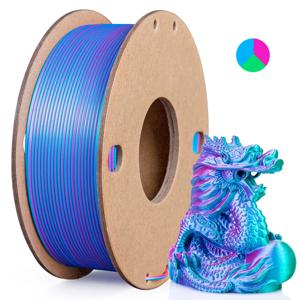 실크 PLA 3D 프린터 필라멘트, 트리플 컬러 실크 PLA 필라멘트, 250g, 3 인 1 컬러, 로즈 레드 스카이 블루 그린, 1.75mm