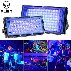 ALIEN LED UV 블랙 라이트 무대 블랙라이트 자외선 플러드 효과 조명, 할로윈 크리스마스 댄스 DJ 디스코 파티 바, 50W, 100W