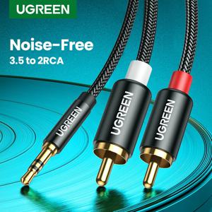 UGREEN RCA 케이블 HiFi 스테레오 2RCA ~ 3.5mm 오디오 케이블 AUX RCA 잭 3.5 Y 분배기 오디오 홈 시어터 케이블 RCA