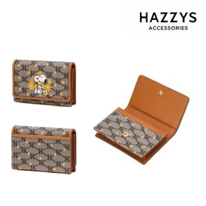 [선물포장][PEANUTS X HAZZYS] 브라운 가죽 스누피 플랩카드 HIHO4F303W2