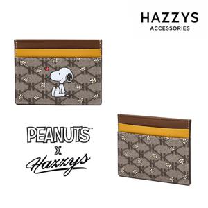 [선물포장][PEANUTS X HAZZYS] 브라운 가죽 스누피 카드슬롯[카드지갑] HIHO4F381W2