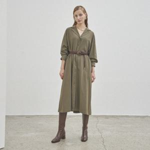 CLASSIC SHIRT DRESS (SET-BELT)_KHAKI