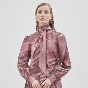 MARBLE TIE BLOUSE_WINE