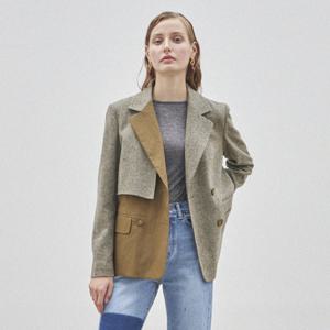 BLOCKED WOOL JACKET_BROWN