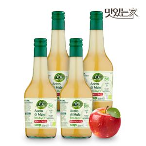 COOP 비비베르데 이탈리아 유기농 애플사이다비니거 언필터 천연발효 사과식초 500ml 4병 무첨가물 Non GMO