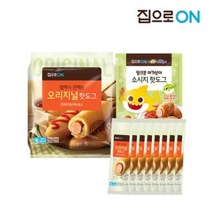 집으로ON 오리지널 핫도그 750g  + 핫도그 75g 8개입/핑크퐁 소시지 핫도그