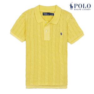 [POLO RALPH LAUREN] 폴로 랄프로렌 여성 슬림핏 케이블 반팔 카라넥 니트 옐로우