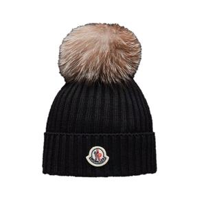 [오늘출발/차차부티크] 23FW MONCLER 키즈 로고 패치 폼폼 울 비니 블랙 여아용 I2 954 3B00027 04S01 999