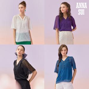 8.[최초가 99000원] ANNA SUI 아일렛 자수 브이넥 블라우스+이너슬립 2종