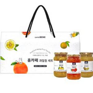 카페베네 홈카페 과일청 세트, 유자차 480g + 자몽차 480g + 레몬차 480g, 1세트