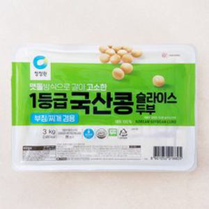 청정원 국산콩 슬라이스 두부 부침 찌개 겸용, 3kg, 1개