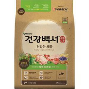 건강백서 어덜트 곡물 건강한 체중 반려견 사료, 다이어트, 3.9kg, 1개