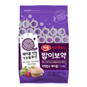 하림펫푸드 밥이보약 전연령 걱정없는 헤어볼 고양이 기능성 사료, 헤어볼 예방, 2kg, 1개