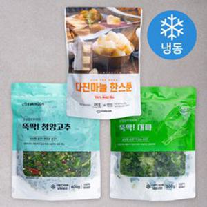 친정엄마꾸러미 뚝딱! 다진마늘 한스푼 280g + 청양고추 400g + 대파 500g 세트 (냉동), 1세트