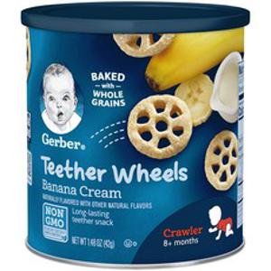 Gerber 티서 휠 어린이곡물과자 8+ 먼스 42g, 1개, 바나나 크림 (Banana Cream)