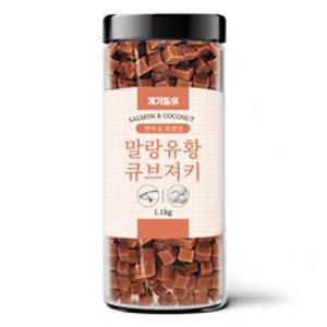 개기월식 강아지 대용량간식 말랑 유황 큐브 져키, 1.1kg, 1개, 연어+코코넛