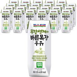 파스퇴르 무항생제 인증 바른목장 우유, 24개, 125ml