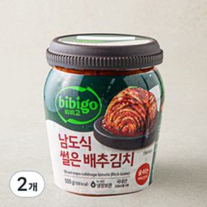 비비고 남도식 썰은 배추김치 용기, 500g, 2개