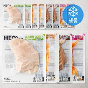 허닭 프레시업 슬라이스 닭가슴살 오리지널 100g x 3개 + 칠리맛 100g x 3개 + 케이준 100g x 3개 + 훈제 100g x 3개 (냉동), 12개