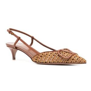 4684435 Valentino Garavani Womens 50mm VLogo Signature Slingback Pumps, Brown 78985997