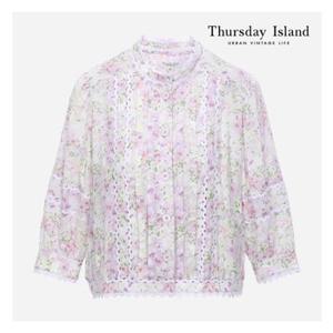 [Thursday Island] 레이스 블록 블루종 블라우스.(T224MBL250W)