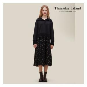 [Thursday Island] 니트 배색 져지 믹스 원피스(T226MOP140W)