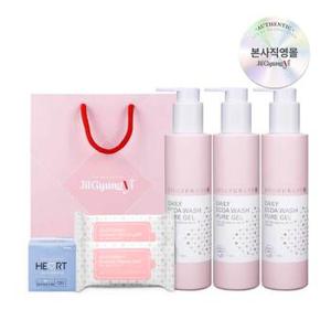 [◆선물세트특가◆] 여성청결제 퓨어젤 200ml x3개+페미닌 티슈 x2개+팬티라이너+쇼핑백