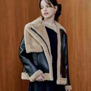 메타퍼 에코퍼 레더 하프 오버핏 무스탕 자켓 (MET eco-fur rider shearling mustang jacket)