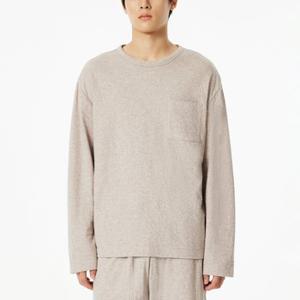 남 더블 코튼 루즈핏 파자마 티셔츠(BEIGE / CHARCOAL)