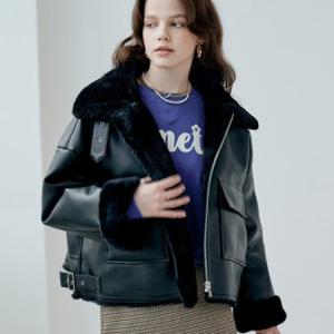 메타퍼 에코퍼 오버핏 레더 무스탕 자켓 (MET eco-fur classy crop shearling mustang)