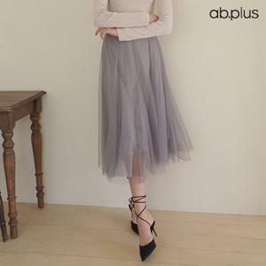 [ab.plus] 컬러 밴딩 플리츠 쉬폰 스커트 (LSY5MS31A)