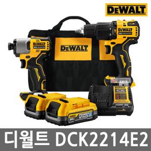 디월트 DCK2214E2 충전 콤보 세트 20V MAX 1.7Ah*2개 파워스텍 DCF840+DCD709 임팩 해머 드릴