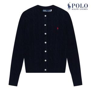 POLO RALPH LAUREN  폴로 랄프로렌 여성 케이블 니트 코튼 크루넥 가디건 네이비