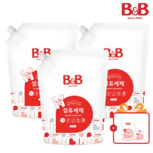 비앤비 섬유세제 1500ml 리필형 3입+ 증정품(800ml  유연제 1입/50ml 유연제 1입)