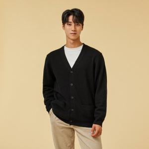 *정상가 69,900원*남 메리노울 V넥 가디건_BLACK