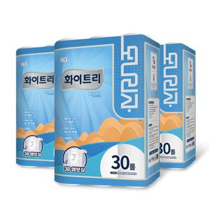 블랑에코 더 도톰한 3D 엠보싱 3겹 30롤X3개 총90롤 천연펄프 화장지