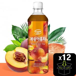 까르페데이 복숭아홍차 음료베이스 1000ML / 12병 (1박스) 대호식품 아이스티 카페음료 에이드