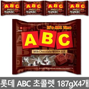 롯데 ABC 초콜릿 187gX4개