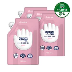 해피홈 SAFE365 핸드워시 리필형 핑크포레향 200ml 4개