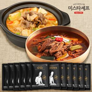 미스타셰프 육개장 600g 6팩+차돌된장찌개 500g 6팩 (총12팩)