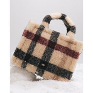 닥스 액세서리 24FW CHECK FUR 베이지 체크 퍼 토트백 DCBA4F996I2